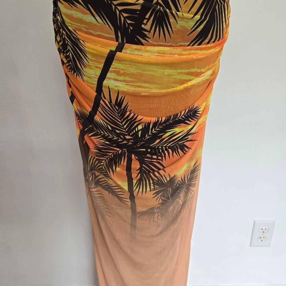 NWT AFRM Marlo Sunrise Tube Dress Strapless Mesh Miami Tropical Women Medium - Picture 6 of 11